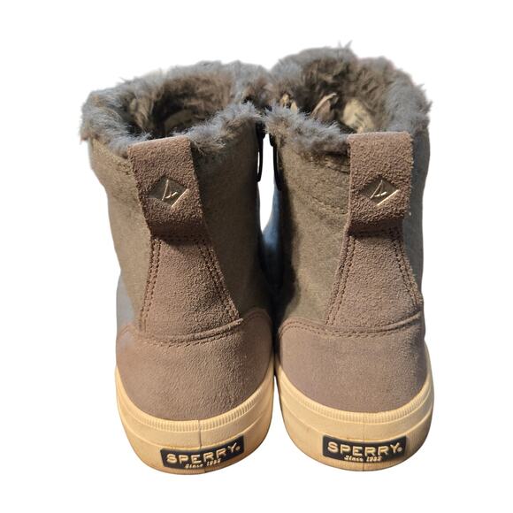 Sperry 10 Gray Women's Fur Insulated Ankle Lace Up Tennis Boots Shoes - Picture 3 of 5